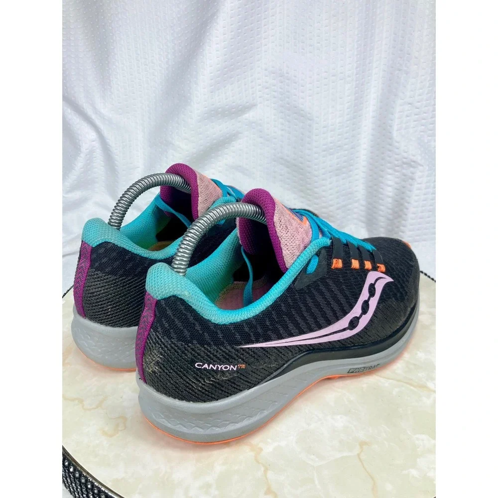 Saucony Canyon TR Trail Running Shoes Women 8.5 Black Pink Athletic Gym Sneakers